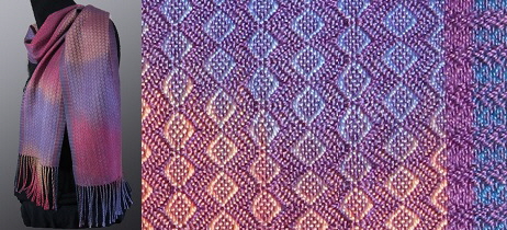 Point twill painted-warp silk scarf